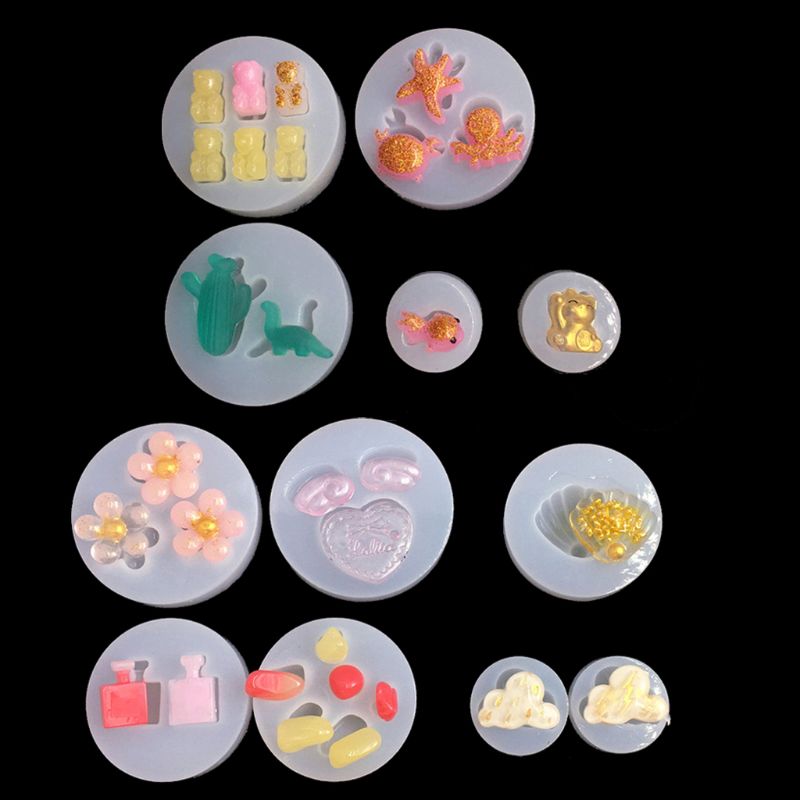 DIY śliczne Mini kolczyki wisiorek niedźwiedź dinozaur Goldfish Shell forma silikonowa do żywicy