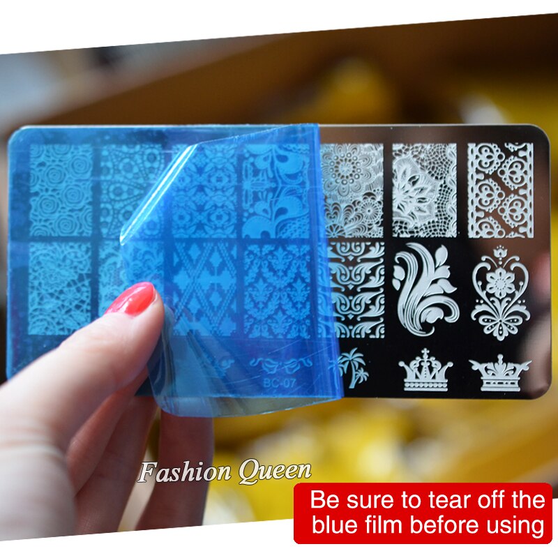 1 pièces noir fleur dentelle 6*12cm ongles estampage plaques Nail Art manucure modèle ongles timbre outils
