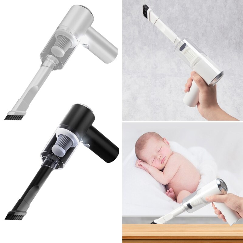 Mini Cordless Handheld Keyboard Drawer Vacuum Cleaner with LED Lamp Pet Hair Powerful Cyclonic Portable USB for Car Home