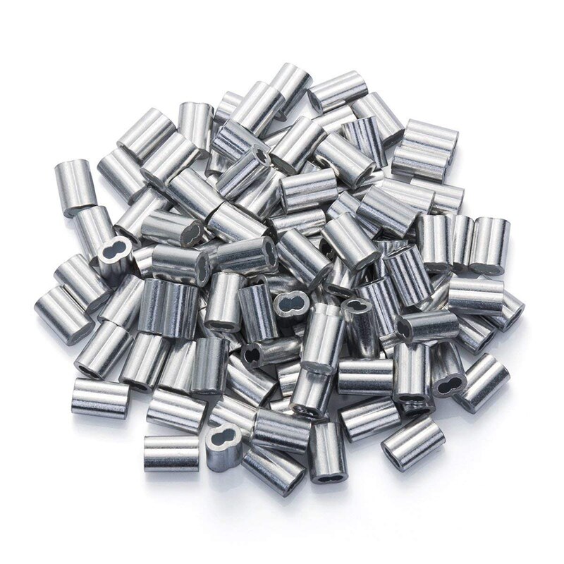 200PCS 1/16 Inch Cable Ferrule Set Aluminum Alloy Crimping Loop Sleeve for Wire Rope
