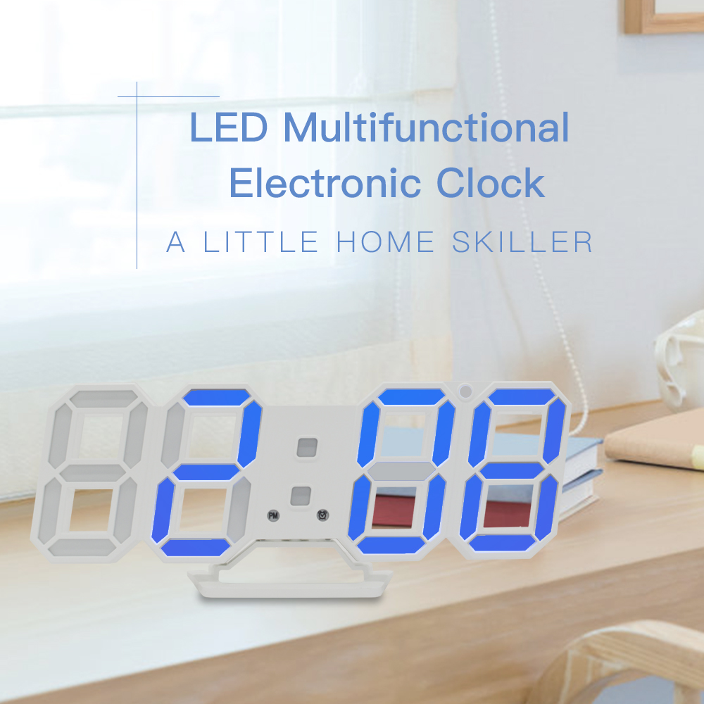 Digitalt vægur 3d led display vækkeure køkken kontorbord desktop vægur moderne 24 or 12 timers display