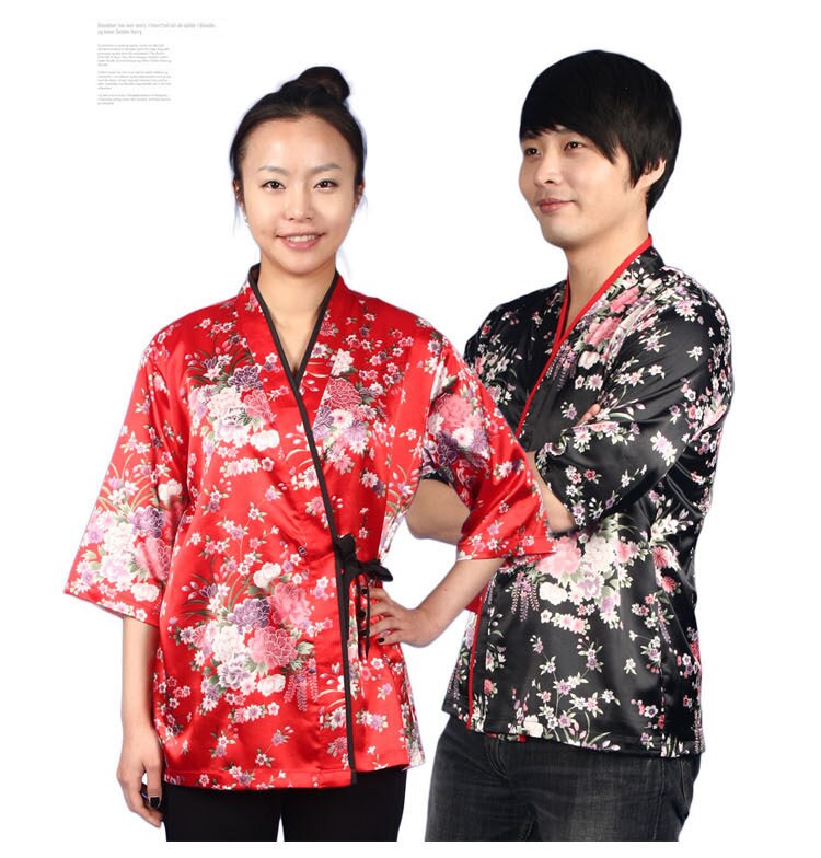 Uniforme de chef japonés, traje de cocinero, uniforme de chef japonés con patrón de flores, sushi japonés, ropa para hombre y mujer