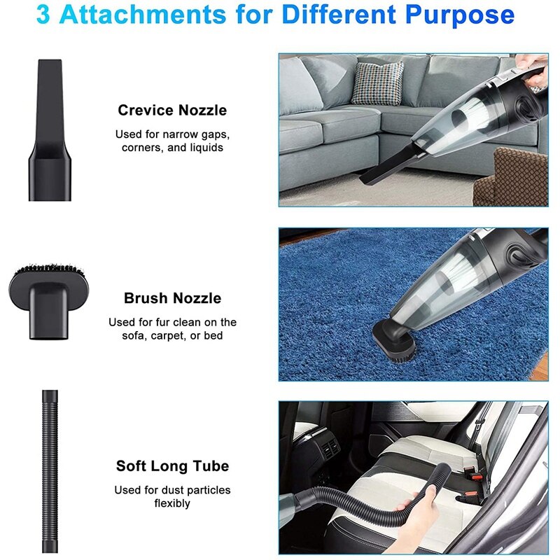 Portable Cordless Handheld Vacuum, Powerful Rechargeable Lightweight Wet/Dry Vacuum Cleaner with Storage Bag