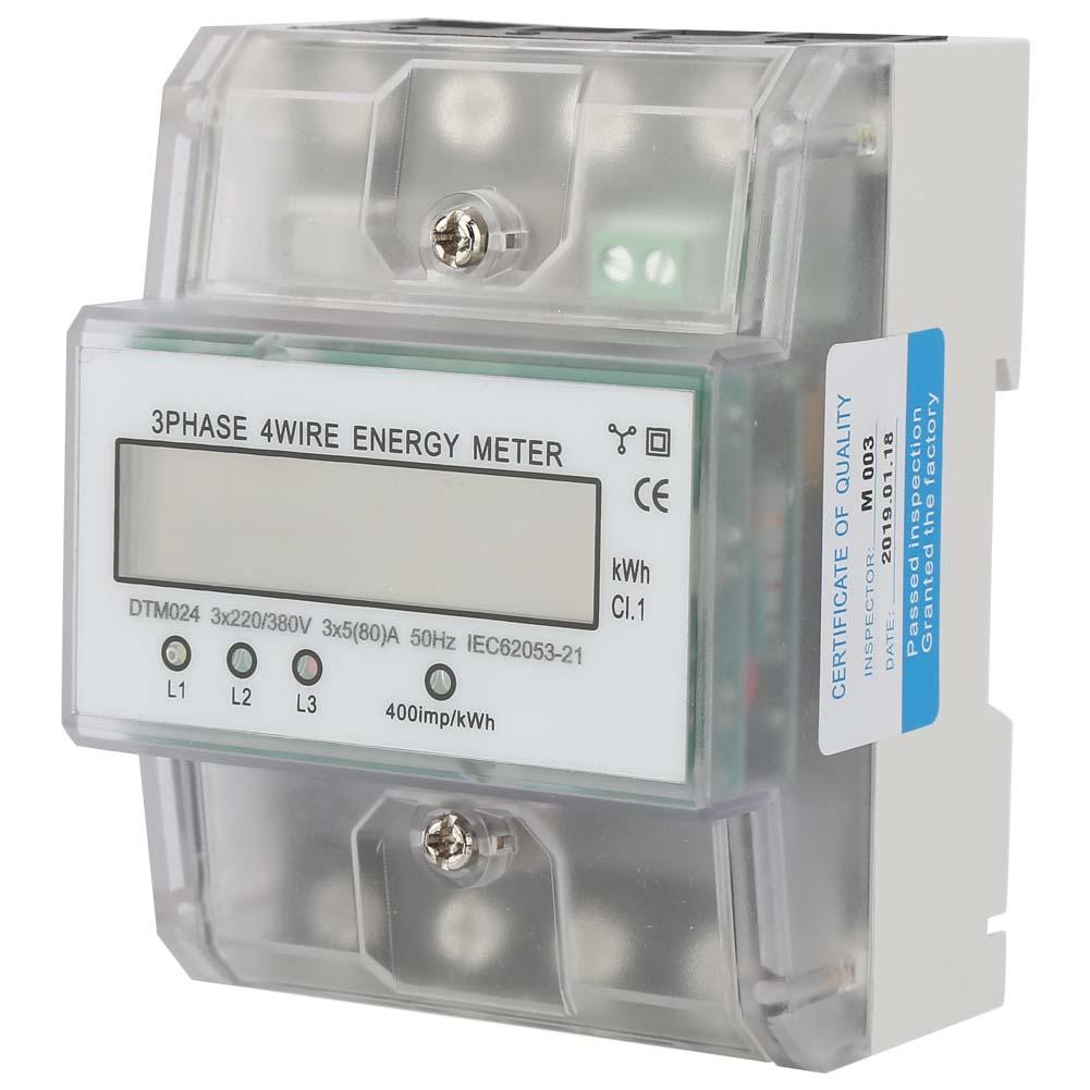 Electric Power Meter 220/380V 5-80A Energy Consumption Digital Electric Power Meter 3 Phase 4P KWh Meter with LCD