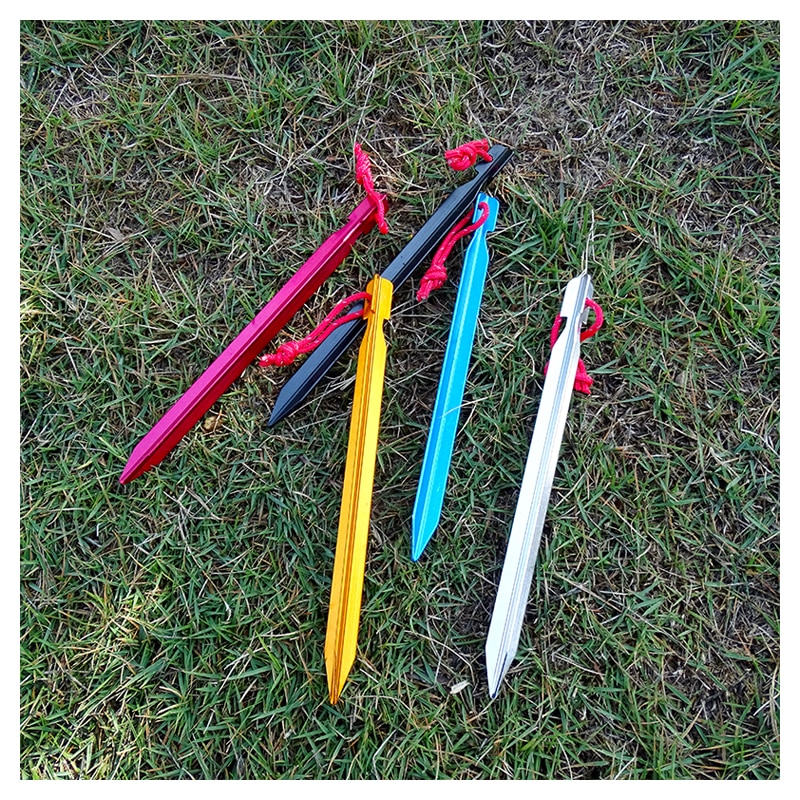 18 cm estacas tenda de alumínio estacas prego para acampamento tenda corda ultraleve tenda acessórios 2 4 6 8 pçs equipamentos viagem ao ar livre