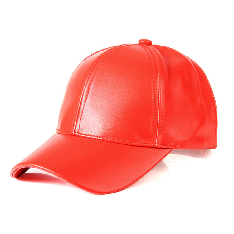 Winter Mannen Warme Baseball Cap Pu Leer Winddicht Leisure Outdoor Sport Cap Effen Kleur Vader Casquette: Rood