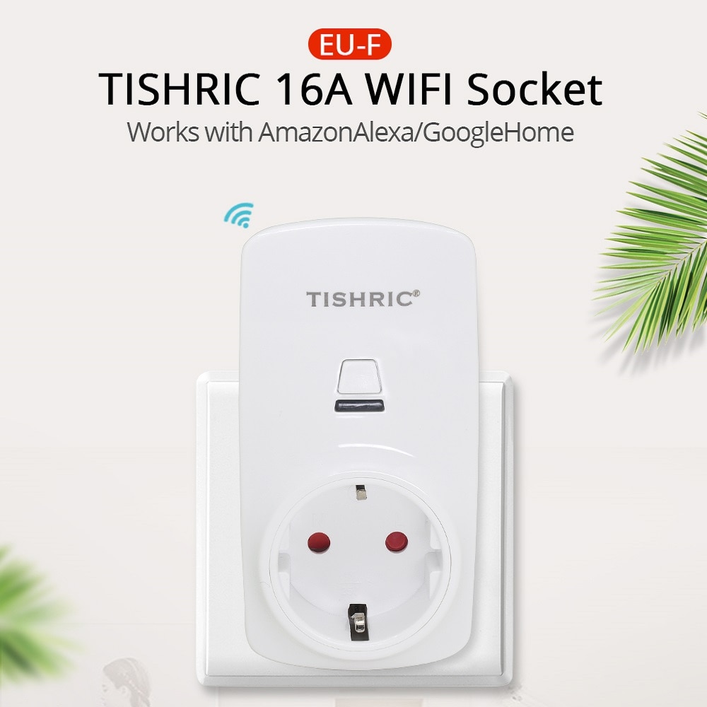 Smart Plug TISHRIC 16A - Presa WiFi Control - Timer - App Ewelink - Compatibile Alexa & Google Home