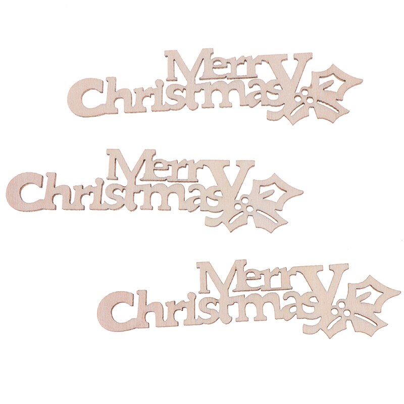 10Pcs DIY Wooden Letters Merry Christmas Crafts Embellishment Home Xmas Decor