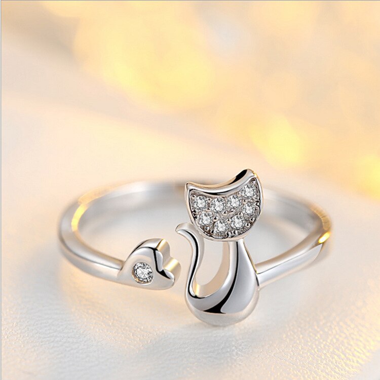 Mossovy Cubic Zircon White Fish Adjustable Silver Ring Fairy Tale Dream Rings for Woman Jewelry Engagement Rings Female: 05