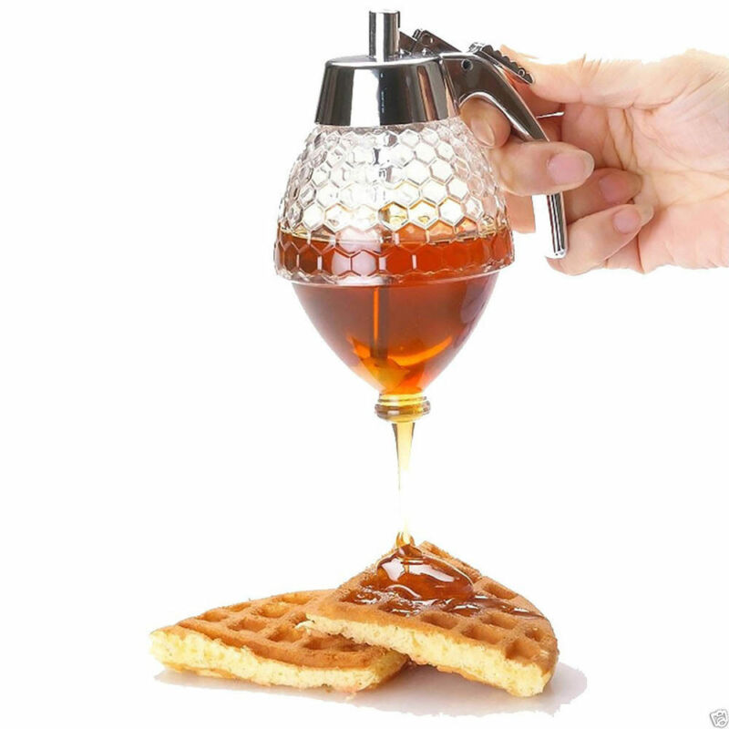 Distributeur de miel en acrylique transparent de 200ML, porte-bouteille de sirop, outil de cuisine, porte-bouteille de sirop de miel avec support