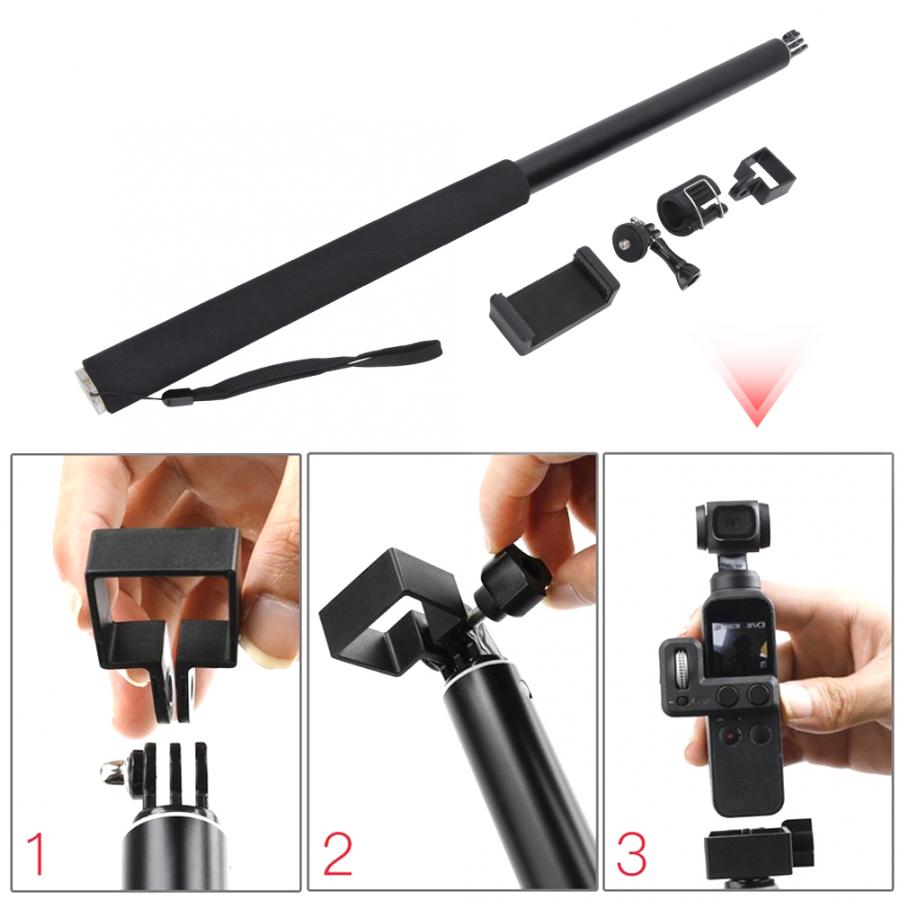 monopod Aluminium Alloy 3m Super Long Selfie Stick Extension Rod Telescopic 6 Sections for DJI OSMO Pocket Sports Camera