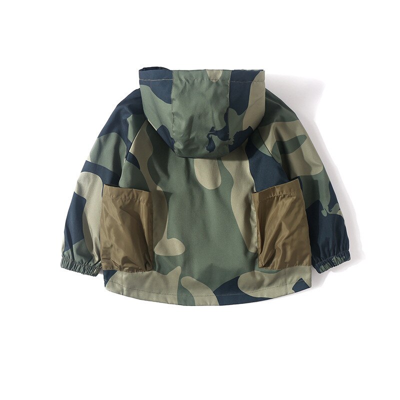 Del bambino del Ragazzo di Modo Camouflage A Maniche Lunghe Con Cappuccio Cappotti 2-8Y Bambini bambini Primavera Autunno Casual Antivento Giacca Outwear Streetwear