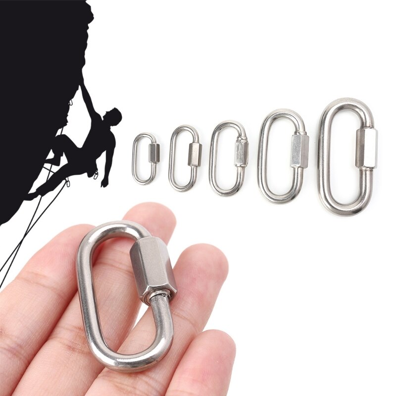 Stainless Steel Screw Lock Climbing Gear Carabiner Quick Links Safety Snap Hook