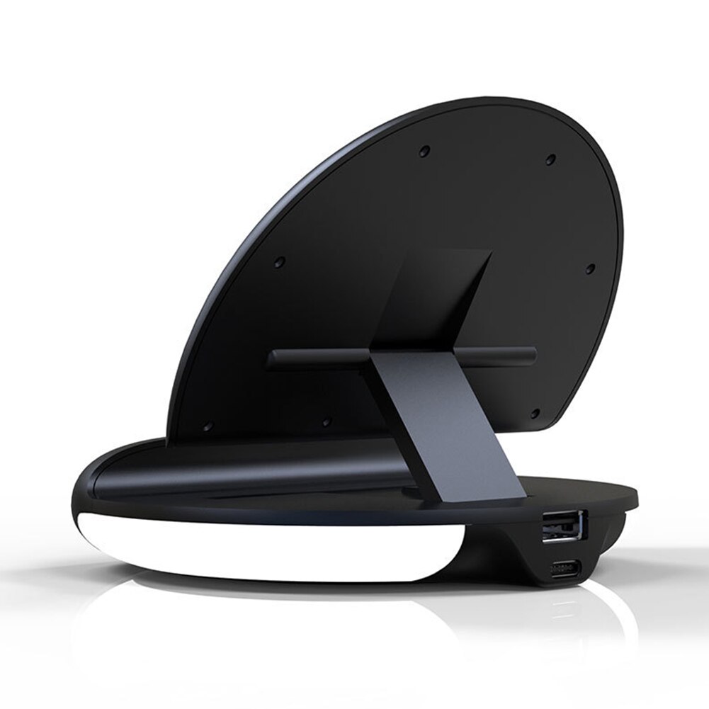 Portátil universal vertical digital led 10 w qi com despertador doca de carregamento rápido carregador sem fio suporte seguro base viagem