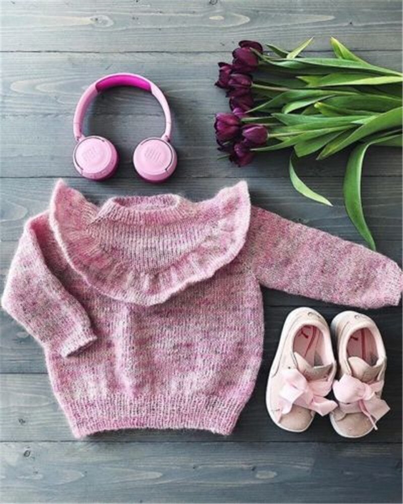 0-36m bebê recém-nascido menina outono camisola topos plissado malha quente babados casaco rufflesuterwear sólido rosa bebê meninas camisola