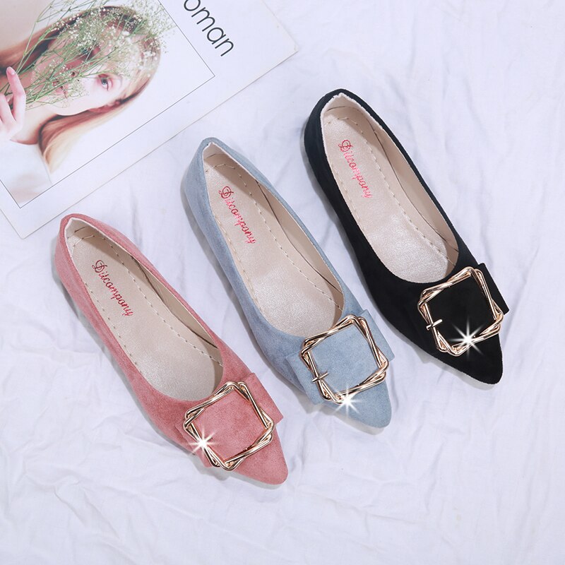 Women Suede Flats Basic Mixed Colors Pointy Toe Ballerina Ballet Flat Slip On Shoes size 35-40