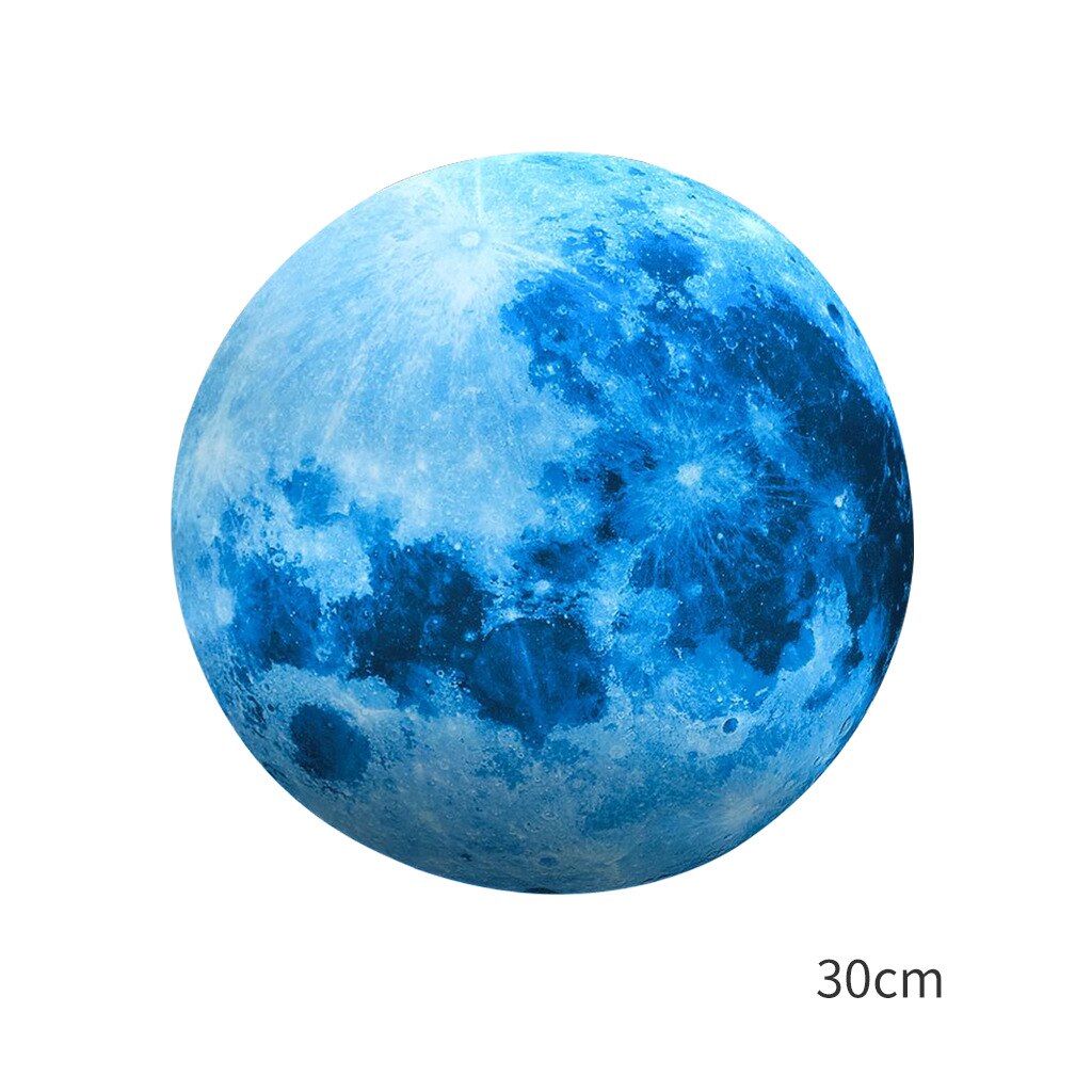 SKTN Luminous 3D Moon Wall Stickers For Kids Room Baby Nursery Home Decoration Wall Decals Glow In The Dark Bedroom Home Decals: 30cm Blue