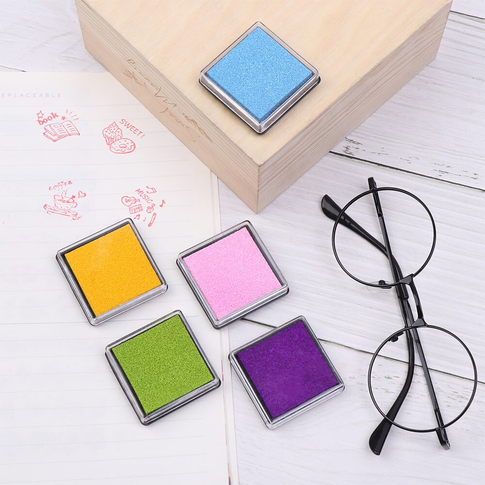 1PC Colorful Ink Pad Printing Oil Stamp Pads Fingerprint Square Inkpad Sponge Scrapbooking Drawing Toys DIY Office School Supply
