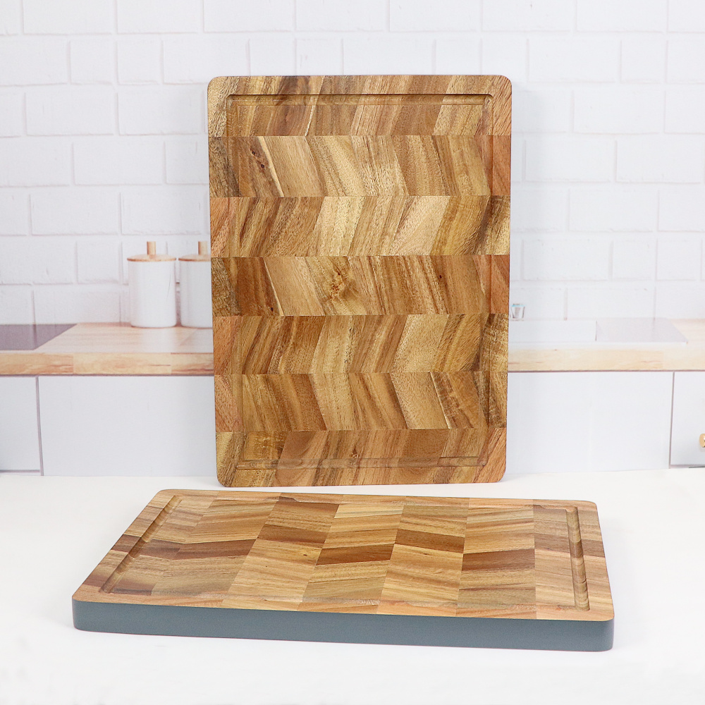 Jaswehome neue Endmaserung Akazien holz Schneide brett große Holz Hack klotz Küche Holz Schneide brett Servier platte