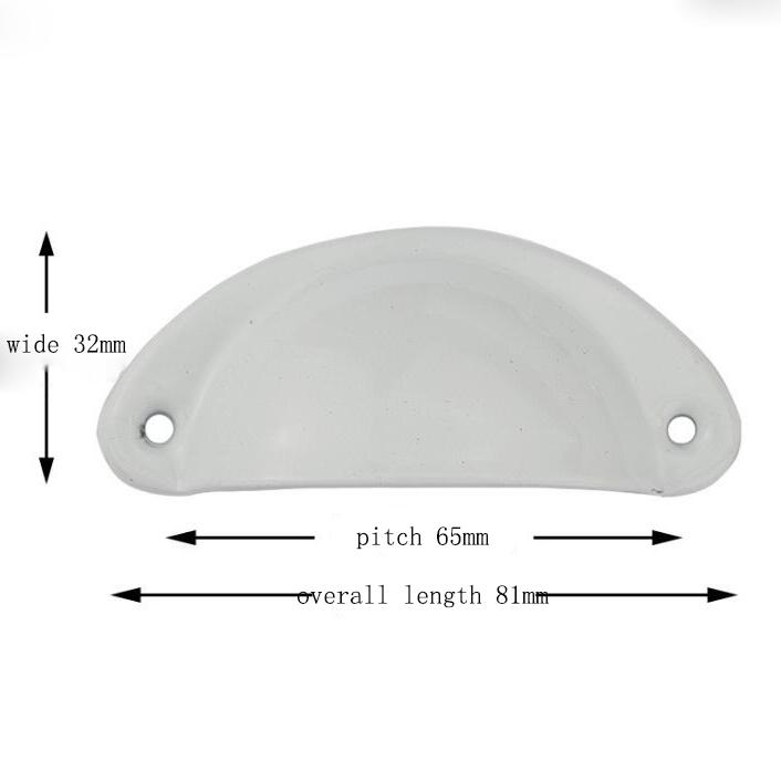 Archaized glat bord halvcirkel jern ark håndtag møbler kabinet apotek halvcirkel shell håndtag: Hvid