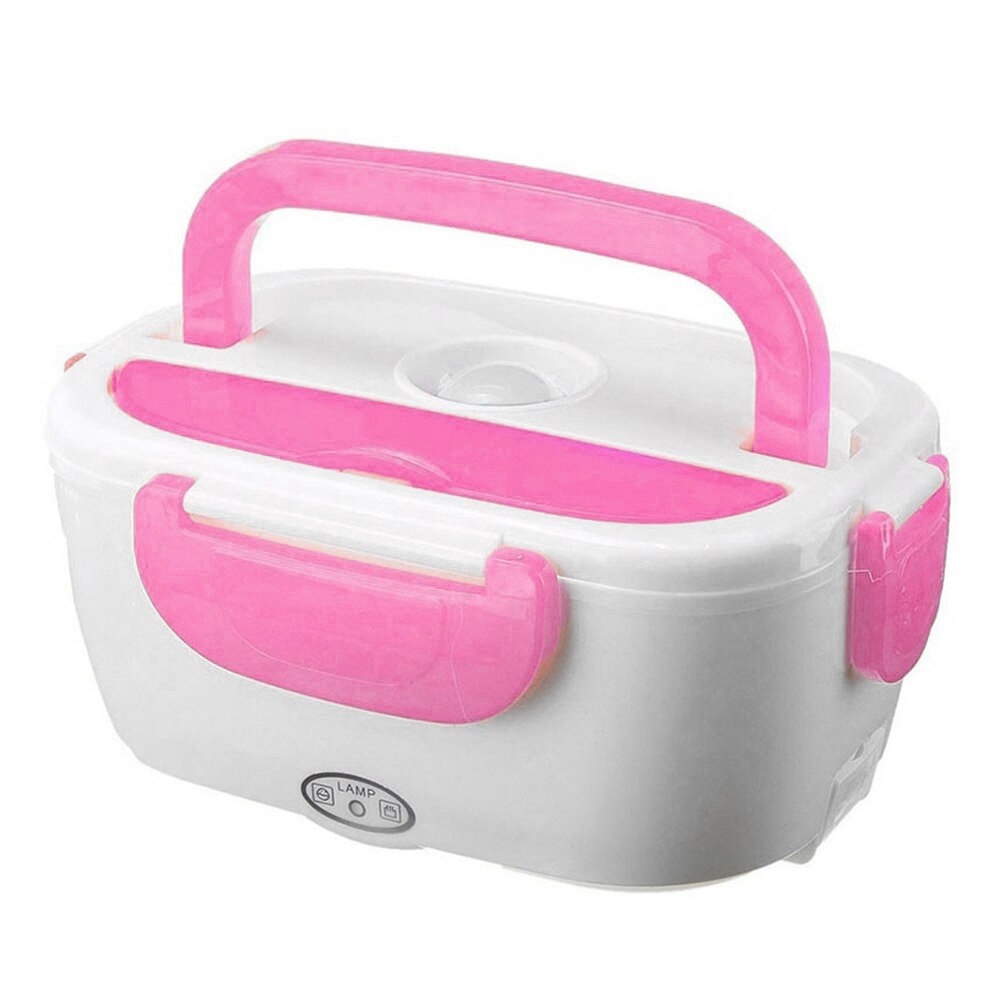 110V Electric Heated Lunch Box 2 in 1 Electric Heating Lunch Box for Home Car Portable Food Heater Rice Container: Pink