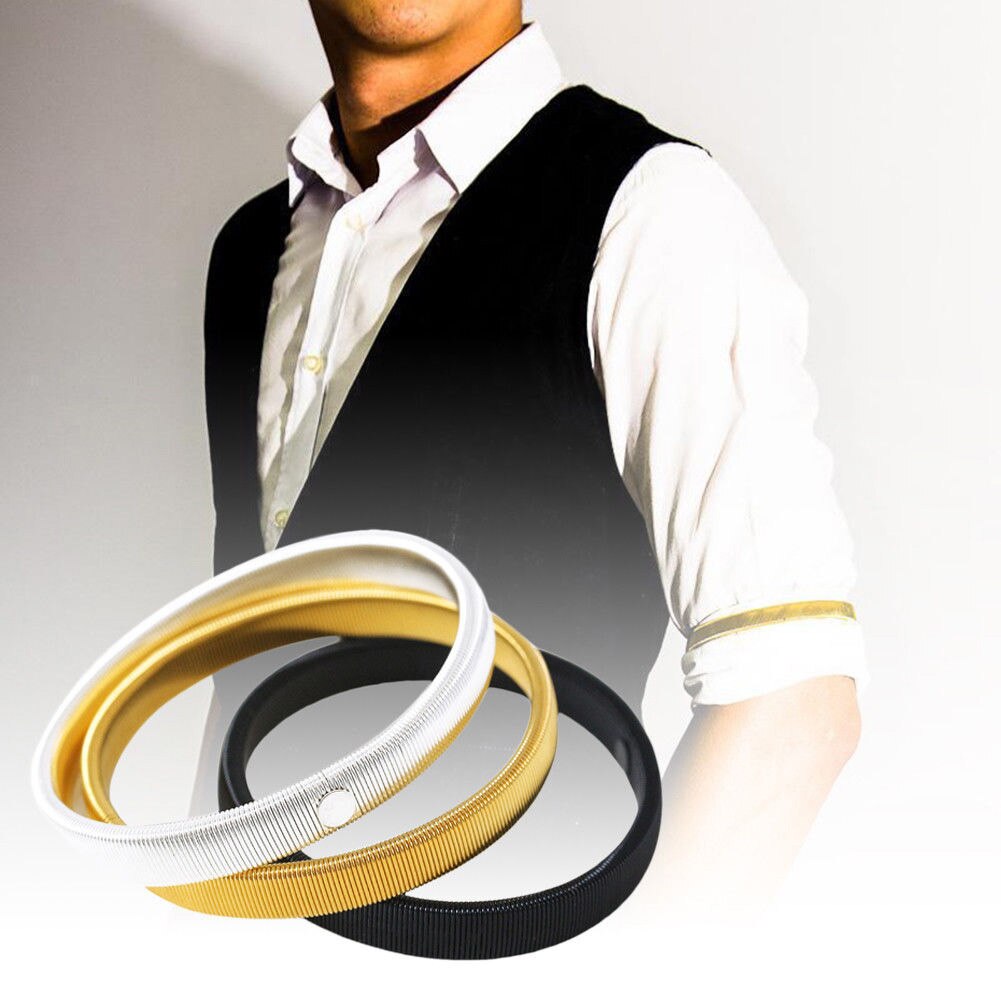 Yjsfg house unisex stretchy elastisk metallarm strømpebånd herre elastisk armbånd skjorte ermeholder
