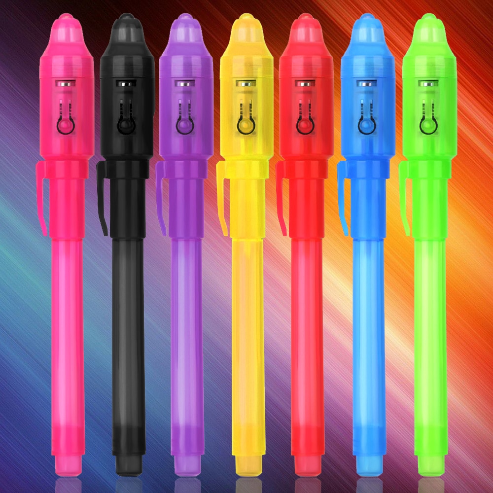 3Pcs/Set Invisible Ink Pen Built in UV Light Magic Secret Message Gadget