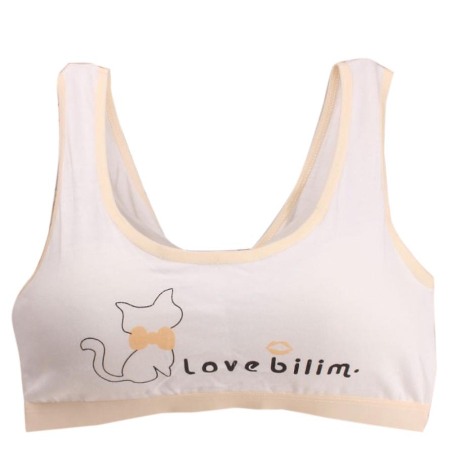 Kids Bra For Teenage Girls Cotton Children Girls Underwear Clothing Teen Sports Bra with Chest Pad Puberty Girl training Bra: Beige