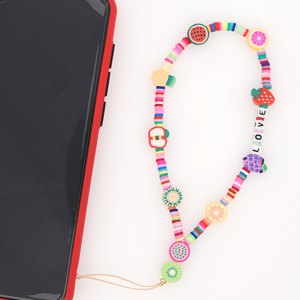 Go2Boho Pols Ketting Voor Telefoon Houder Zomer Strand Telefoon Chains Leuke Fruit Band Vrouwen Kleurrijke Polymeer Klei Heishi Kralen Lanyard: QT-K210016A
