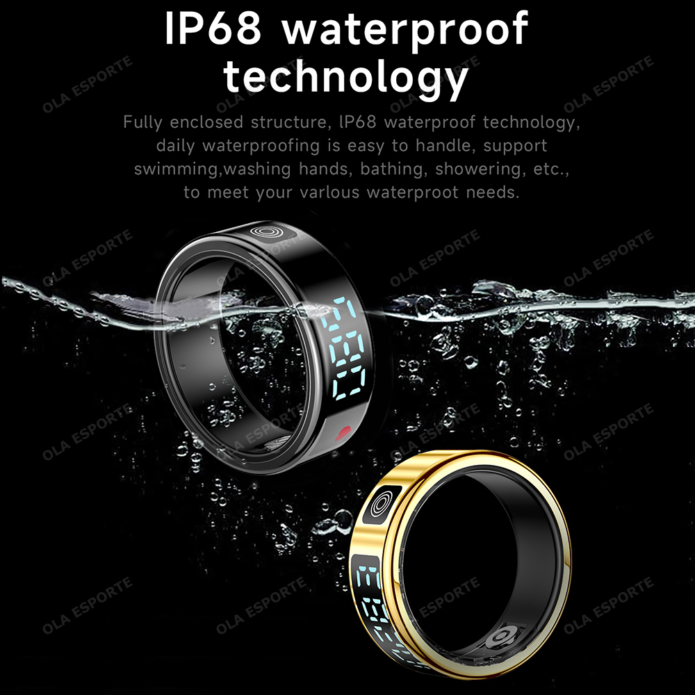 Anillo inteligente para hombres y mujeres, Monitor de ritmo cardíaco y oxígeno en sangre, modo multideporte IP68 y 5ATM, resistente al agua, Bluetooth, anillo para dormir Sr08