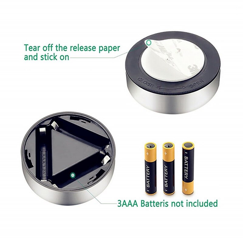 3 LED Touch Push Light Self-Stick On Click Battery Button Spot Lights