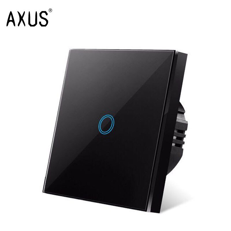 AXUS AC110-220V Touch Switch EU Standard White Crystal Glass Panel Light sensory Switch wall lamp touch Switches LED backlight: black touch one