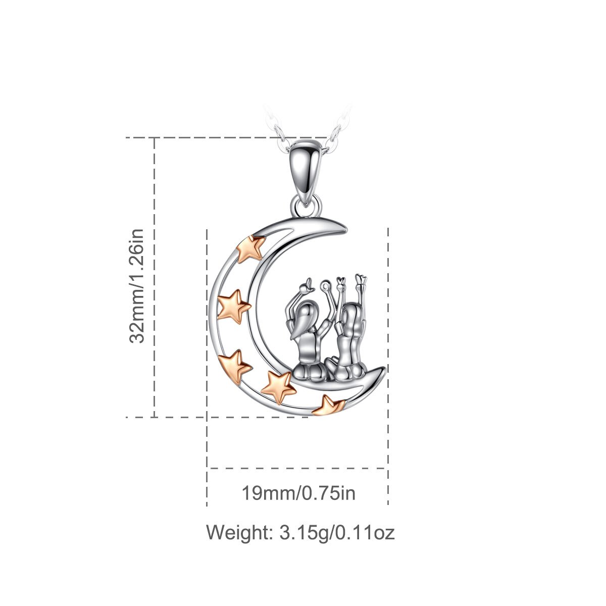 Eudora real 925 sterling silber gute schwester roségold anhänger liebesmond halskette schmuck für geburtstag box cyd 642