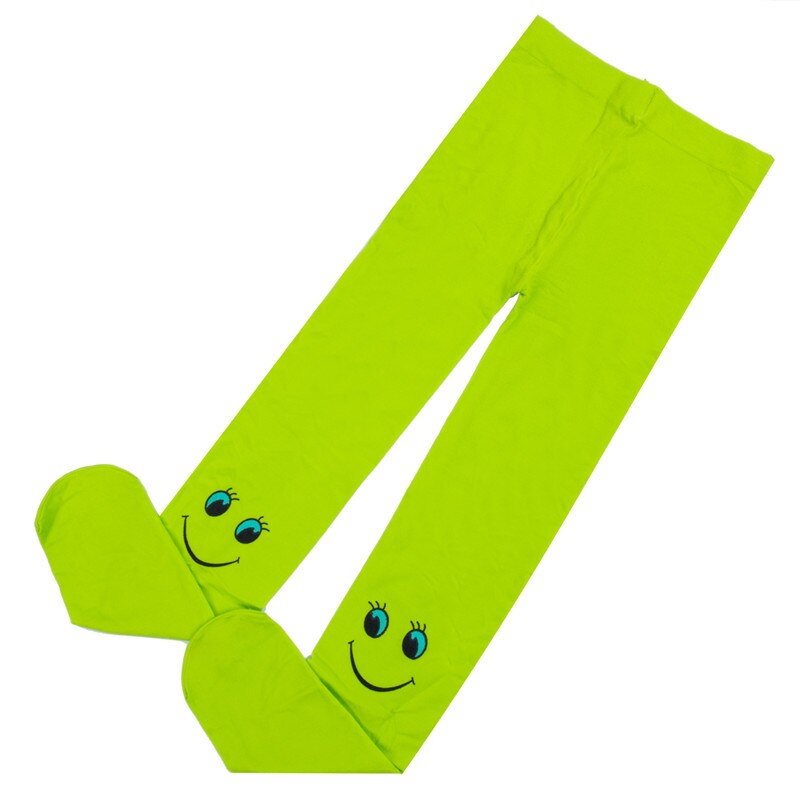 Novelty Spring Autumn Smiley Kids Tights for Girls Soft Velvet Ballet Pantyhose Kids Tight Medias Meninas: Green