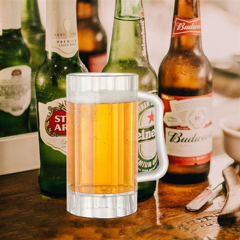 600ml Beer Mug 600ml Party Drinking Mug Acrylic Beer Glasses for Men Father Husband Bar Pint Glass with Handle