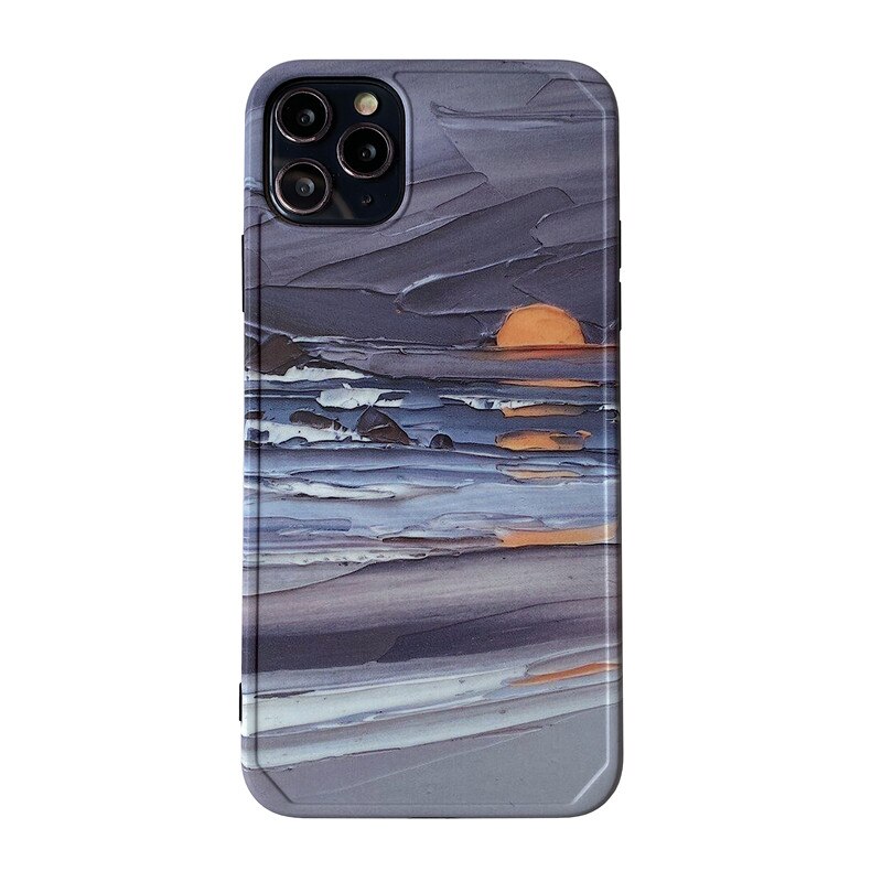 Ocean sunrise obraz olejny ramka na zdjęcia etui na telefon dla iPhone 12 11 Pro X XS Max Xr 8 7 Plus miękka IMD silikonowa tylna okładka Coque: For iphone12 Mini