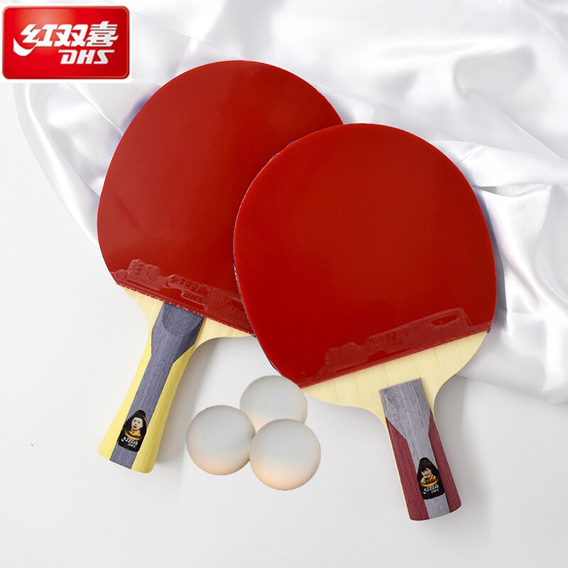 Conjunto de raqueta de tenis de mesa DHS 5 estrellas juego Ping Pong mango largo mango corto con funda + 2 bolas