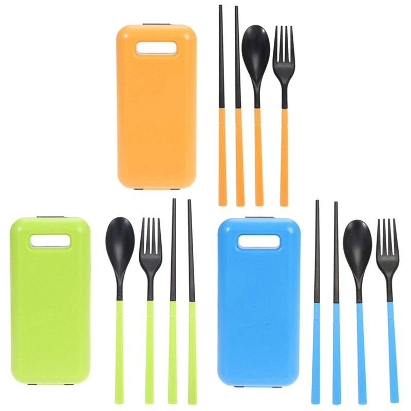 Utomhus camping 3 in 1 hopfällbar servis miljö abs material bestick set ätpinnar sked gaffel camping vandring resa hamn