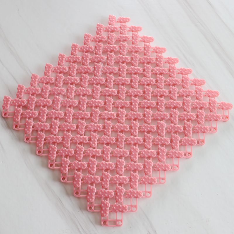 PVC free spline anti-skid waterproof mat bathroom anti-skid mat shower room anti skid mat set bath mat decoration: Pink