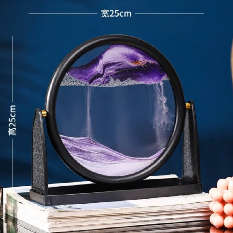 Rotatable Sandscape Moving Sand Art Round Moving Hourglass 3D Sandscape In Motion Display Flowing Sand Frame Room Home Decor
