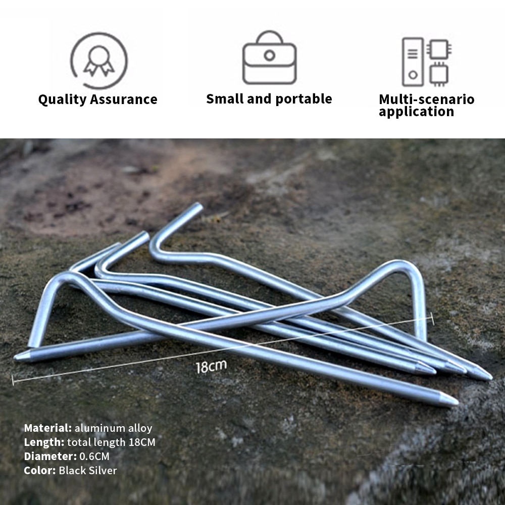 10 stk. 18cm telttilbehør pløkker sølvfarvet aluminiumslegering teltpløkke pælpind søm camping vandre rejseværktøj udendørs
