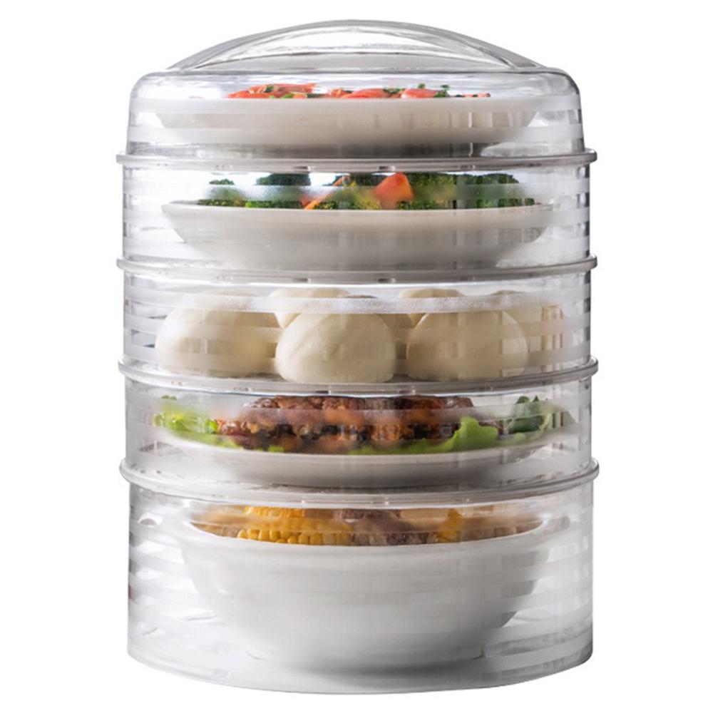Conteneur de stockage de nourriture Transparent économiseur de produit empilable à 5 niveaux avec couvercle réfrigérateur et organisateur de cuisine: Default Title