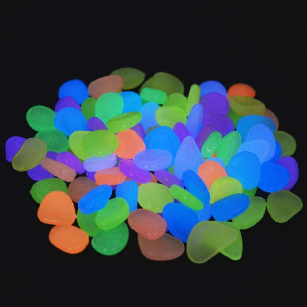 100Pcs Glow In The Dark Pebbles Glow Stones Rocks Lichtgevende Pebble Voor Outdoor Decor Tuin Gazon Yard Aquarium Loopbrug fish Tank