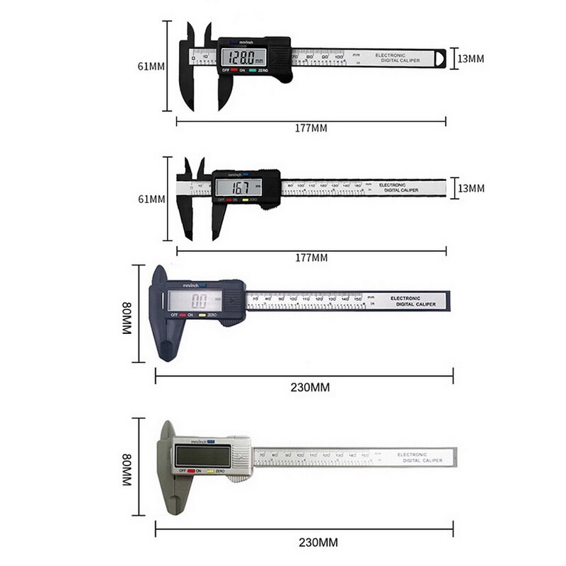 Lcd-scherm Digitale Schuifmaat Inch En Millimeter Conversie Meten Micrometer Remklauw Nauwkeurige Readinig