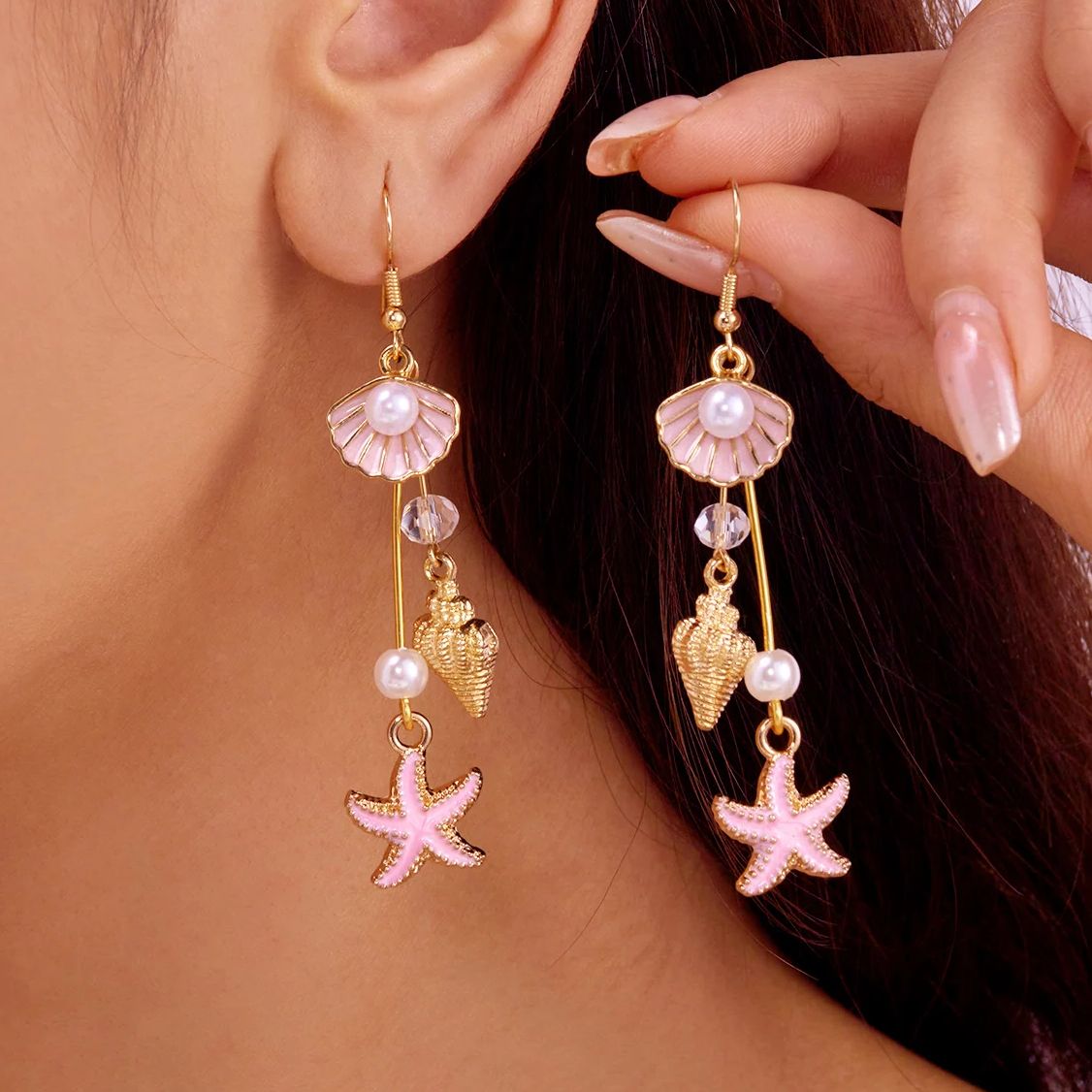 Prachtige handgemaakte schelp zeester hanger oorbellen voor vrouwen Bohemen kleurrijke schelp kwast oorbellen mode partij sieraden
