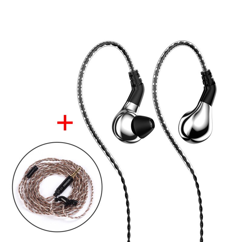 Blon BL-03 10mm Carbon Nanotube Diaphragm High Dynamic HIFI Earphone with detachable Cable zs10 Pro: silver no mic cable