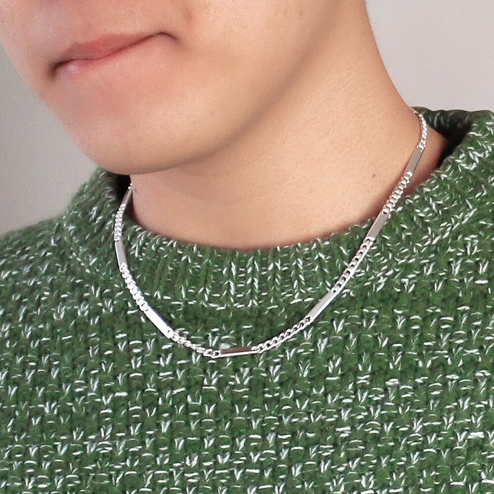 Occident-collar de plata de ley 925 para hombre, joyería de plata sólida, cadena de plata Popular, 47cm, de cumpleaños para novio
