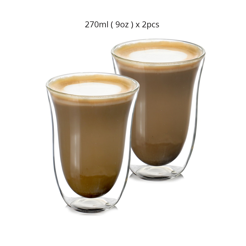 Set of 2 270ml borosilicate Double Wall Coffee Cup for Coffee,Juice,Drink, Latte,Espresso Coffee Cups