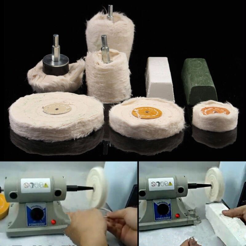 8 Pcs/set Buffing Pad Polishing Wheel with 2pcs Rouge Compound Polishing Buffing Pad for Car Aluminum Stainless Steel Polishing