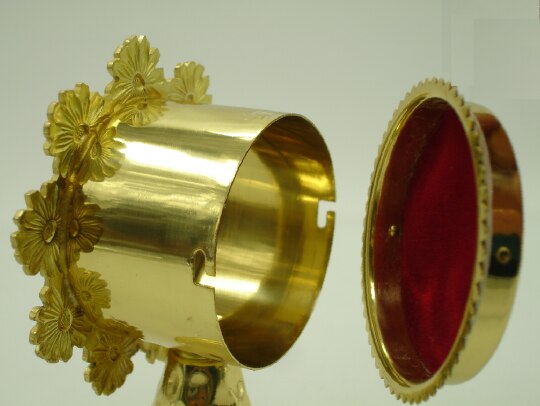 koper reliekschrijn heilige doos traditionele craftsman made exquisite kerk levert chrysant Ostensorium Monstrance